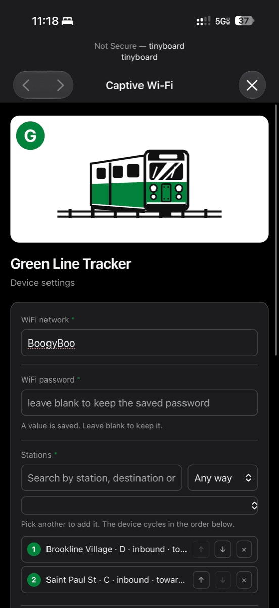 the captive portal sheet opening on a phone