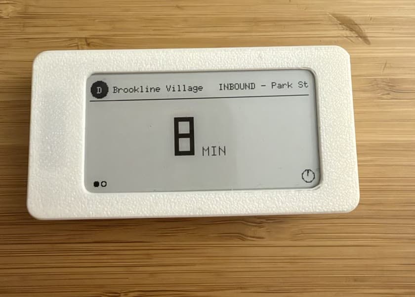 the finished train tracker showing a live arrival prediction